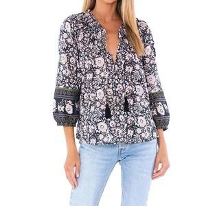 Cleobella Black and White Floral Blouse